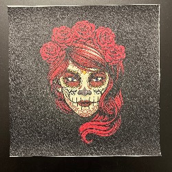 Carré Similicuir 23 cm - Skull Rouge