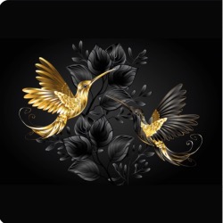 Carré Similicuir 46 cm - Colibris Dorés