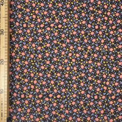 Coupon Coton - Fleurs des Prés Noires