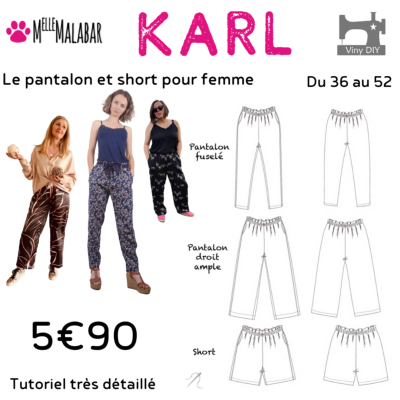 Karl - Pantalons et short pour femmes - Patron et Tutoriel PDF à télécharger
