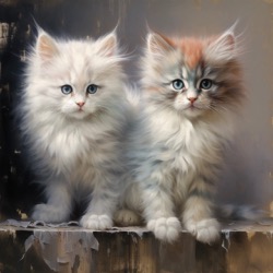 Carré Similicuir 23 cm - 2 chatons