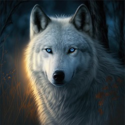 Carré Similicuir 46 cm - Loup Blanc