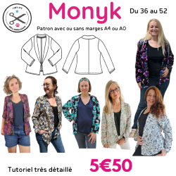 Monyk chemise ouverte col châle - Tuto et Patron PDF à télécharger