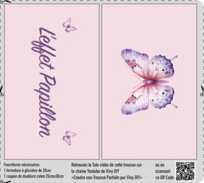 Rectangles trousse Suédine 2 x 23 cm x 14 cm - Papillons