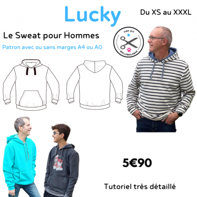 Lucky Sweat-shirt à Capuche Homme - Patron et Tutoriel PDF à télécharger