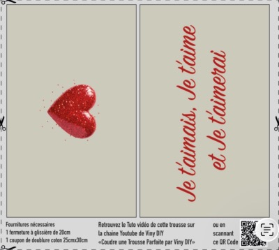 Rectangles trousse Suédine 2 x 23 cm x 14 cm - Je t'aimais...