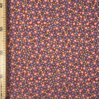 Coupon Coton - Fleurs des Prés Lie de Vin