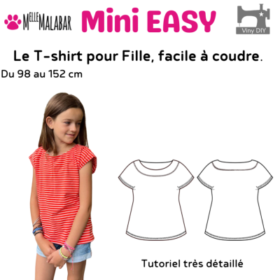 T-shirt Mini EASY Fille - Patron et Tutoriel PDF à télécharger