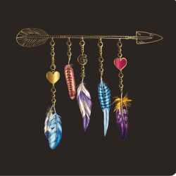 Carré Similicuir 23 cm - Flèche plumes