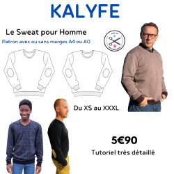 Kalyfe Sweat-shirt encolure V ou ronde Homme - Patron et Tutoriel PDF à télécharger