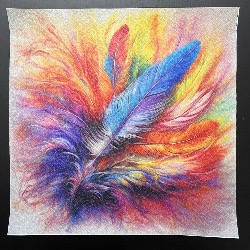 Carré Similicuir 23 cm - Plumes