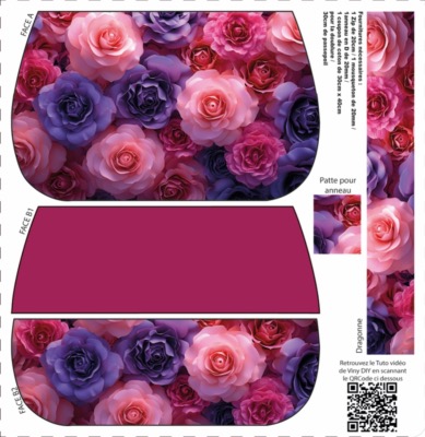 Coupon Patron - Pochette YZY Fleurs Roses