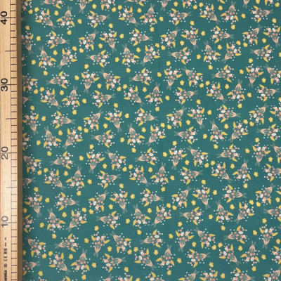 Coupon Coton - Fleurs Séchées émeraude