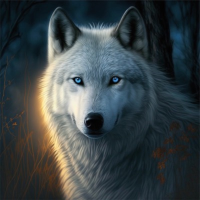 Carré Similicuir 34 cm - Loup Blanc