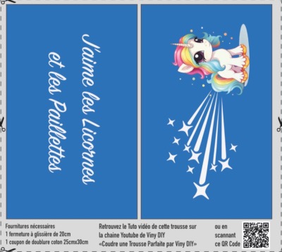 Rectangles trousse Suédine 2 x 23 cm x 14 cm - Licorne