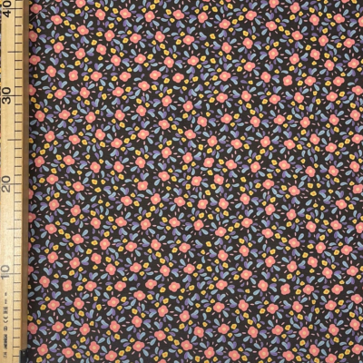 Coupon Coton - Fleurs des Prés Noires