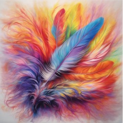 Carré Similicuir 34 cm - Plumes Multico