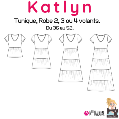 Katlyn - Tunique et Robe 2, 3 ou 4 volants - Patron et Tutoriel PDF à télécharger